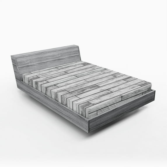 Ambesonne Rustic Home Fitted Sheet 2 Pcs Set, Parquet Wood Retro, California King, Taupe Grey