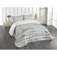 thumbnail image 1 of Ambesonne Rustic Home Quilted Bedspread Set 3 Pcs, Parquet Wood Retro, Queen Size, Taupe Grey, 1 of 3