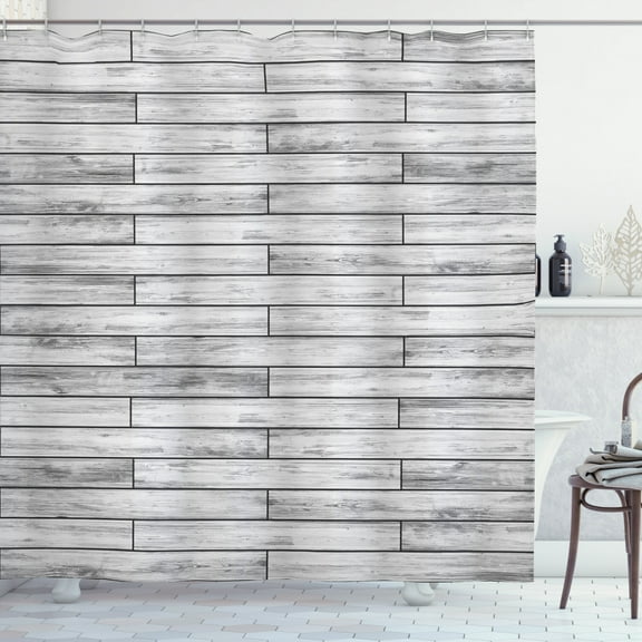Ambesonne Rustic Home Shower Curtain, Parquet Wood Retro, 69"Wx84"L, Taupe Grey