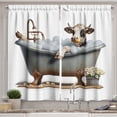 thumbnail image 1 of Ambesonne Rustic Kitchen Curtains, Bathing Cow and Chamomiles, 55"x39", Coconut White and Cinnamon, 1 of 3