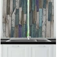 thumbnail image 1 of Ambesonne Rustic Kitchen Curtains, Blue Grey Planks Grunge, 55"x39", Umber Pale Teal Plum, 1 of 3