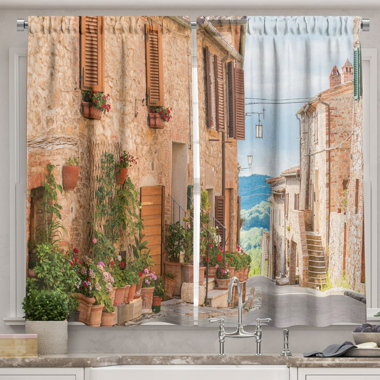 Rustic kitchen sale curtains