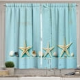 thumbnail image 1 of Ambesonne Rustic Kitchen Curtains, Nautical Stars Shell Marine, 55"x45", Beige Pale Blue, 1 of 3