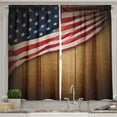 thumbnail image 1 of Ambesonne Rustic Kitchen Curtains, Retro Wooden Country, 55"x45", Blue Red, 1 of 1