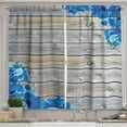 thumbnail image 1 of Ambesonne Rustic Kitchen Curtains, Romantic Delphinium, 55"x45", Navy Brown, 1 of 3