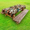 thumbnail image 1 of Ambesonne Rustic Outdoor Tablecloth, Aztec Inspired Feathers Art, 58"x120", Cinnamon Redbrown and Teal, 1 of 2