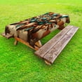 thumbnail image 1 of Ambesonne Rustic Outdoor Tablecloth, Boho Earthy Feathers Mandala, 58"x104", Teal Cinnamon Brown, 1 of 2