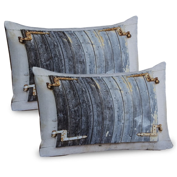 Ambesonne Rustic Pillow Sham 2 Pack, Antique Wooden Window, 30"x20", Charcoal