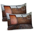 thumbnail image 1 of Ambesonne Rustic Pillow Sham 2 Pack, Frame on Old Brick Wall, 30"x20", Dark Orange Brown White, 1 of 3