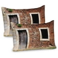 thumbnail image 1 of Ambesonne Rustic Pillow Sham 2 Pack, Old House Door Brickwork, 26"x20", Brown Cream Redwood, 1 of 3