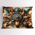 thumbnail image 1 of Ambesonne Rustic Pillow Sham, Boho Earthy Feathers Mandala, 26" X 20", Teal Cinnamon Brown, 1 of 2