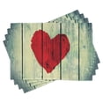 thumbnail image 1 of Ambesonne Rustic Place Mats Set of 4, Heart Wooden Wall, Standard Size, Red Pale Green, 1 of 6