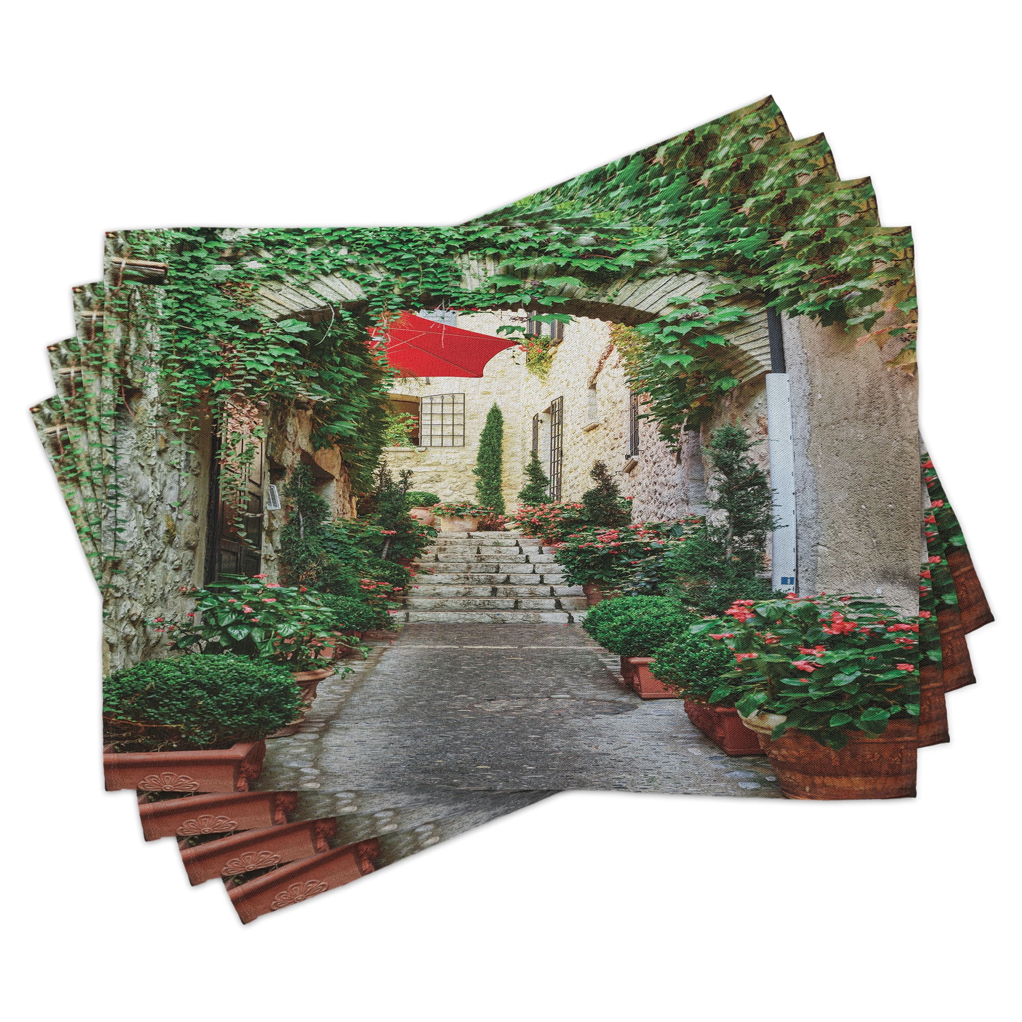 Rustic Photo Mat Ambesonne Rustic Place Mats Set of 4, Old Street Flowers, Standard Size ...