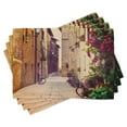 thumbnail image 1 of Ambesonne Rustic Place Mats Set of 4, Street in Italy Flowers, Standard Size, Red Green, 1 of 6