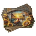 thumbnail image 1 of Ambesonne Rustic Place Mats Set of 4, Sunset Rooster Sunflowers, Standard Size, Earth Yellow and Caramel, 1 of 5