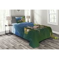 thumbnail image 1 of Ambesonne Rustic Quilted Bedspread Set 2 Pcs, Alps Village Small Town, Twin Size, Multicolor, 1 of 3