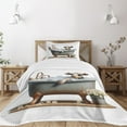 thumbnail image 1 of Ambesonne Rustic Quilted Bedspread Set 2 Pcs, Bathing Cow and Chamomiles, Twin Size, Coconut White and Cinnamon, 1 of 5