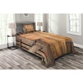 thumbnail image 1 of Ambesonne Rustic Quilted Bedspread Set 2 Pcs, Dated Door Barn House, Twin Size, Chocolate, 1 of 3