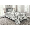 thumbnail image 1 of Ambesonne Rustic Quilted Bedspread Set 2 Pcs, Doodle Swirled Flowers, Twin Size, Black White, 1 of 3