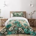 thumbnail image 1 of Ambesonne Rustic Quilted Bedspread Set 2 Pcs, Farmhouse Cold Tone Daisies, Twin Size, Turquoise and Grey Yellow, 1 of 5