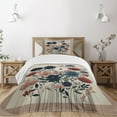 thumbnail image 1 of Ambesonne Rustic Quilted Bedspread Set 2 Pcs, Modern Botanical Wild Floral, Twin Size, Warm Taupe Dark Blue Ruby, 1 of 5