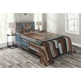thumbnail image 1 of Ambesonne Rustic Quilted Bedspread Set 2 Pcs, Ship Door Sea Marine, Twin Size, Blue Brown and White, 1 of 3
