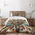 thumbnail image 1 of Ambesonne Rustic Quilted Bedspread Set 2 Pcs, Southwestern Square Feathers, Twin Size, Turquoise Cocoa and Redbrown, 1 of 2