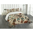 thumbnail image 1 of Ambesonne Rustic Quilted Bedspread Set 3 Pcs, Feathers and Arrows Folk Art, King Size, Redwood Teal Champagne, 1 of 5