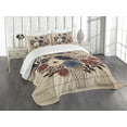thumbnail image 1 of Ambesonne Rustic Quilted Bedspread Set 3 Pcs, Modern and Simple Bouquet, King Size, Night Blue Ruby and Champagne, 1 of 5