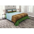 thumbnail image 1 of Ambesonne Rustic Quilted Bedspread Set 3 Pcs, Nature Yard Field Plank, King Size, Green Brown, 1 of 3