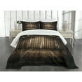 thumbnail image 1 of Ambesonne Rustic Quilted Bedspread Set 3 Pcs, Wooden Cottage, King Size, Brown Dark Brown, 1 of 5