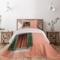 thumbnail image 1 of Ambesonne Rustic Quilted Coverlet 2 Pcs, Old Retro House Shutters, Twin Size, Orange Green White, 1 of 2