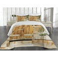 thumbnail image 1 of Ambesonne Rustic Quilted Coverlet 3 Pcs, Countryside Shutters, King Size, Beige Green, 1 of 4