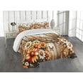 thumbnail image 1 of Ambesonne Rustic Quilted Coverlet 3 Pcs, Farmhouse Summer Chamomiles, Queen Size, Orange Sepia and Off White, 1 of 4