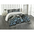 thumbnail image 1 of Ambesonne Rustic Quilted Coverlet 3 Pcs, Monochrome Farmhouse Cow, Queen Size, Grey Black and Blue, 1 of 4