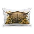 thumbnail image 1 of Ambesonne Rustic Quilted Pillowcover, Barn Cottage Summer Flowers, 36" x 20", Earth Yellow and Cocoa, 1 of 2
