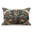 thumbnail image 1 of Ambesonne Rustic Quilted Pillowcover, Southwestern Wreath Ethnic, 30" x 20", Turquoise Redbrown and Tan, 1 of 2