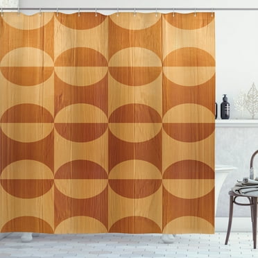Ambesonne Rustic Shower Curtain, Abstract Oak Planks, 69"Wx70"L, Orange and Tan