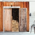 thumbnail image 1 of Ambesonne Rustic Shower Curtain, Barn with Firewood Rural, 69"Wx75"L, Orange Brown, 1 of 5