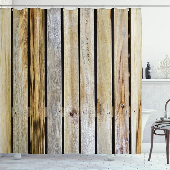 Ambesonne Rustic Shower Curtain, Country Timber Fence, 69"Wx75"L, Brown
