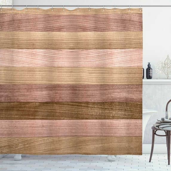 Ambesonne Rustic Shower Curtain, Easter Holiday Woods Print, 69"Wx70"L, Dried Rose