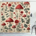 thumbnail image 1 of Ambesonne Rustic Shower Curtain, Floral Woodland Mushrooms, 69"Wx84"L, Champagne Dark Coral, 1 of 1