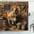 thumbnail image 1 of Ambesonne Rustic Shower Curtain, Grunge Old Glory Barn Cow, 69"Wx84"L, Amber and Caramel, 1 of 1