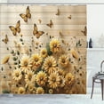 thumbnail image 1 of Ambesonne Rustic Shower Curtain, Meadow Bloom Butterflies, 69"Wx84"L, Pale Orange Tan Green, 1 of 1