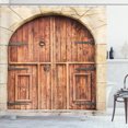 thumbnail image 1 of Ambesonne Rustic Shower Curtain, Oak Door Stone Facade, 69"Wx70"L, Cream Brown, 1 of 5