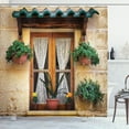 thumbnail image 1 of Ambesonne Rustic Shower Curtain, Old Window and Flowers, 69"Wx84"L, Beige Green, 1 of 5