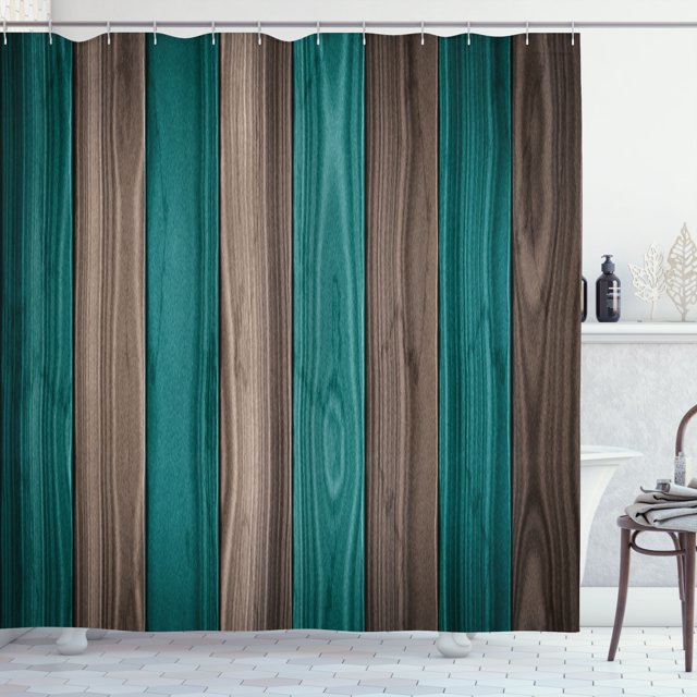 Ambesonne Rustic Shower Curtain, Vertical Cottagecore Artwork, 69"Wx84"L, Cocoa Teal