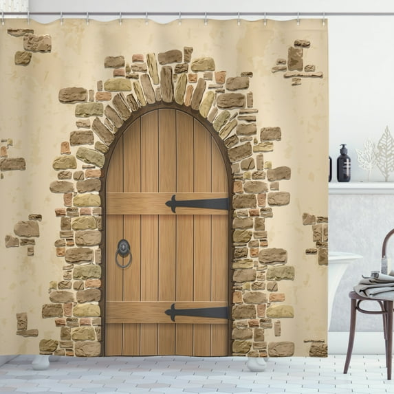 Ambesonne Rustic Shower Curtain, Wine Cellar Architecture, 69"Wx75"L, Sand Brown Pale Brown