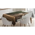 thumbnail image 1 of Ambesonne Rustic Tablecloth Rectangular Table Cover, House Rural Ivy, 60"x84", Beige Green, 1 of 4