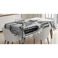 thumbnail image 1 of Ambesonne Rustic Tablecloth Rectangular Table Cover, Old Town Street Peaceful, 52"x70", Black White, 1 of 4
